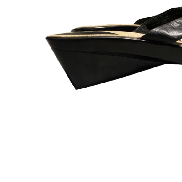 NWOT Liz Claiborne black open toe wedge slip on heels - Picture 5 of 5